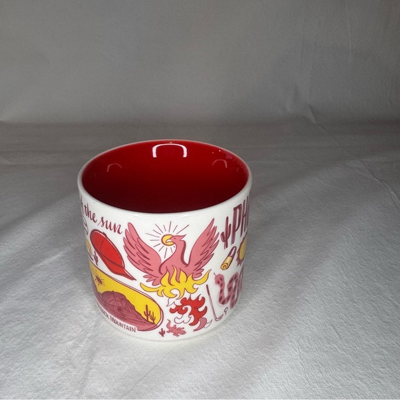 Starbucks Phoenix Ceramic Mug in White and Red with Yellow Accents - Picture 3 of 7